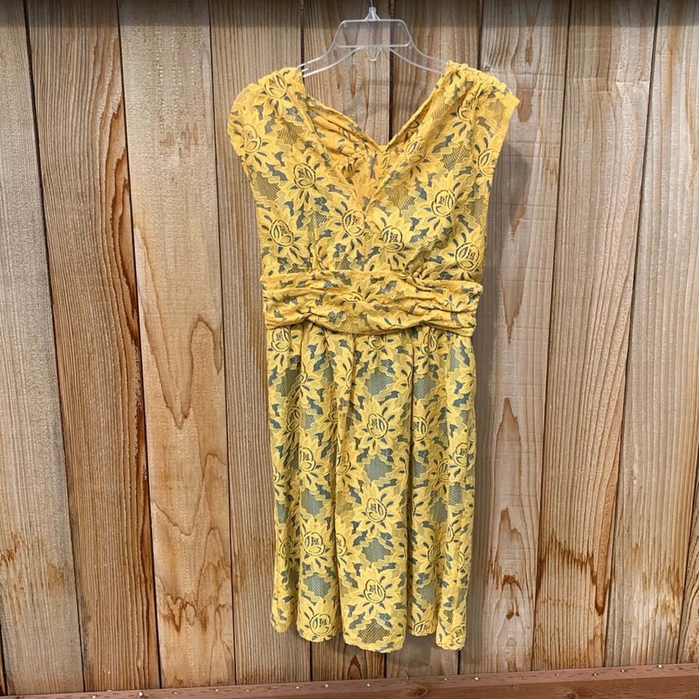 Tracy Reese dress Yellow & Blue lace dress size 8